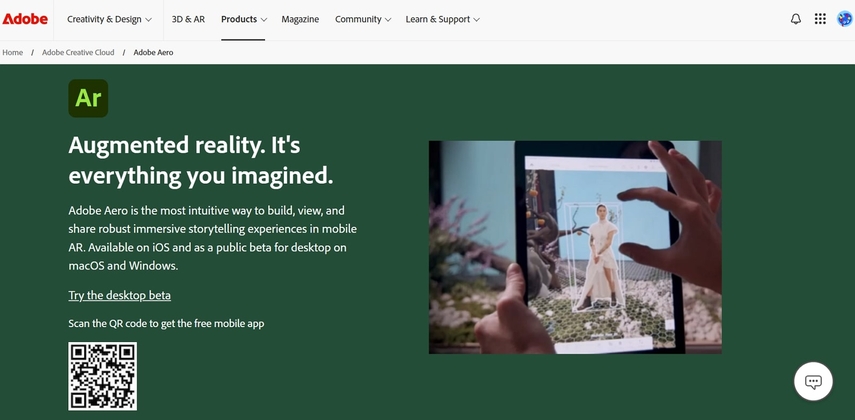 adobe aero interactive footwear display maker