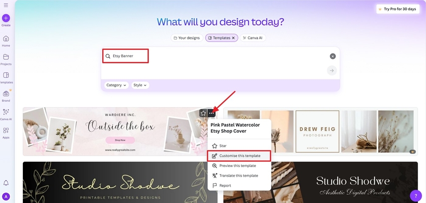 canva size for etsy banner template