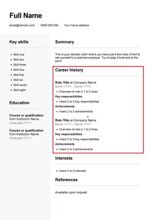 make resume summary with work experience