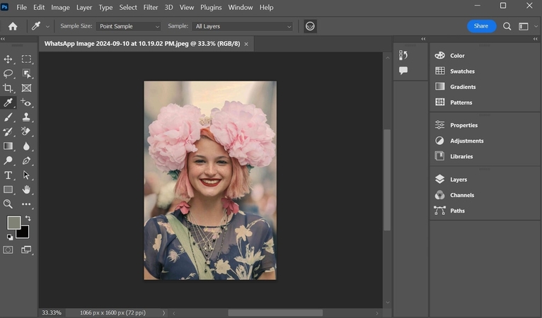 Fotobearbeitungsszene von Adobe Photoshop