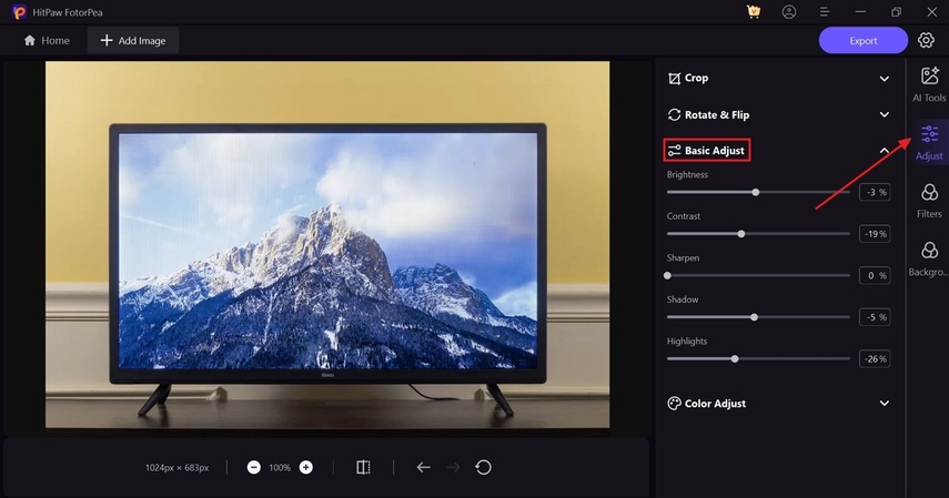 perform basic adjustment fotorpea