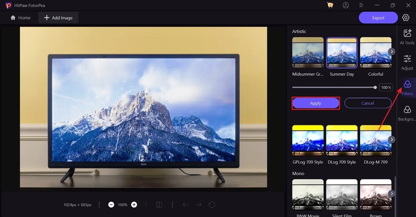 use filter on smart tv photo