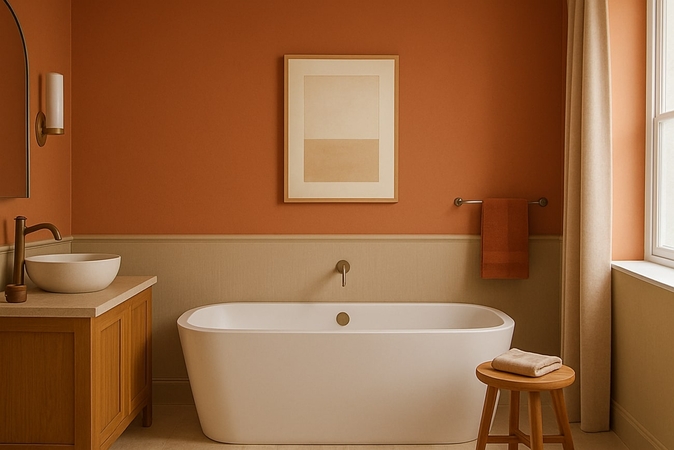 pairing burnt orange and tan