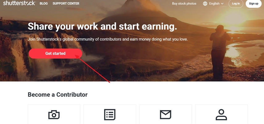 log in shutterstock contributor account