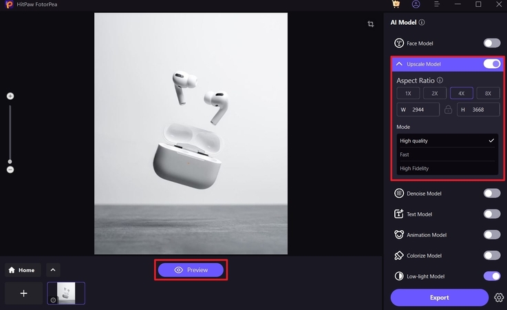 perform upscale model fotorpea