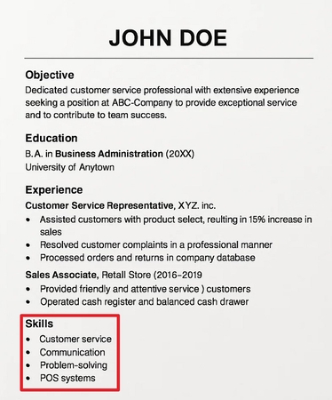 write skills create strong cv