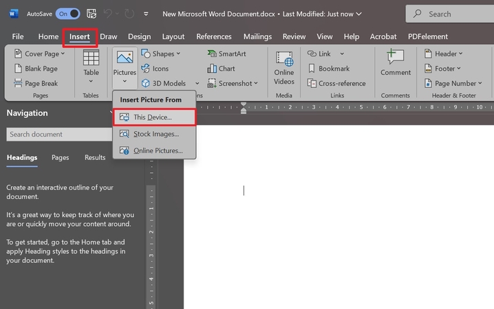 Insertar foto para crear una 2x2 en Word