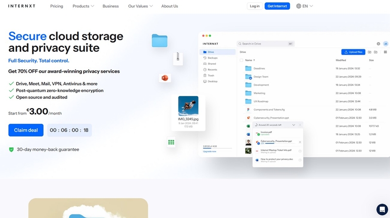 internxt host pictures for websites