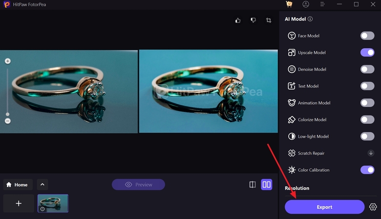 compare results before tapping export