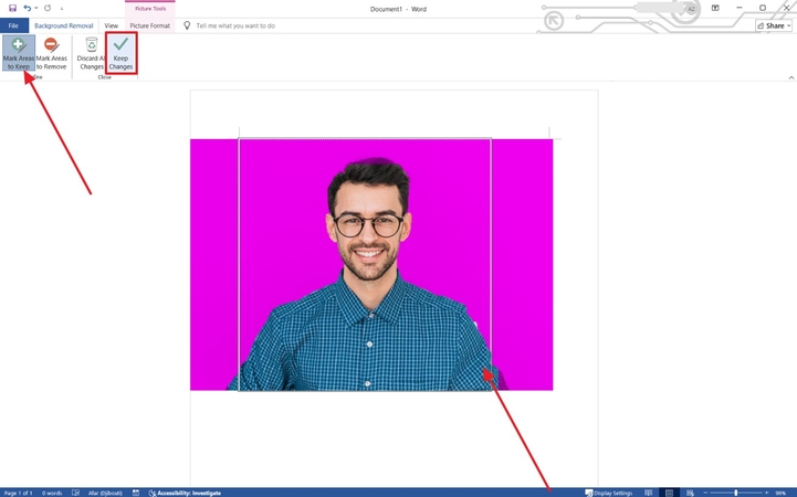 make 2 by 2 picture on word