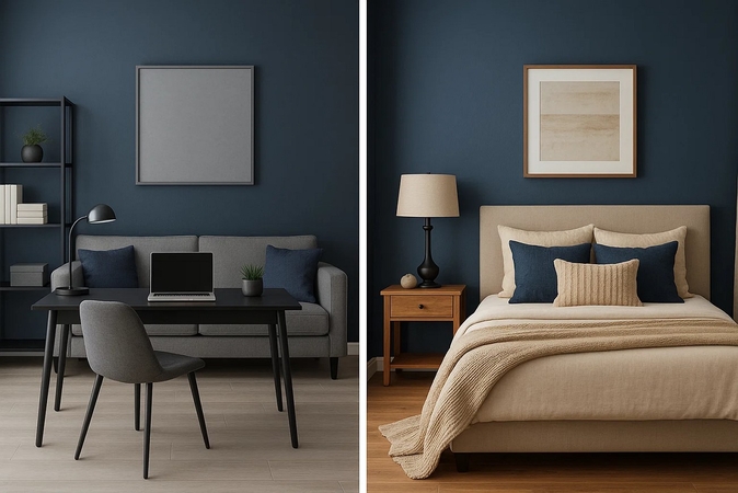 neutral shades and navy blue