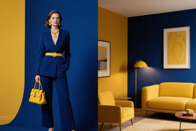 navy blue color combination yellow
