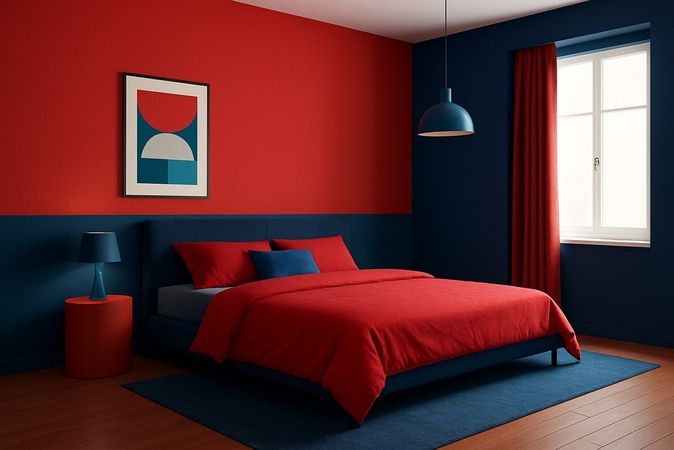 red and blue colour combination