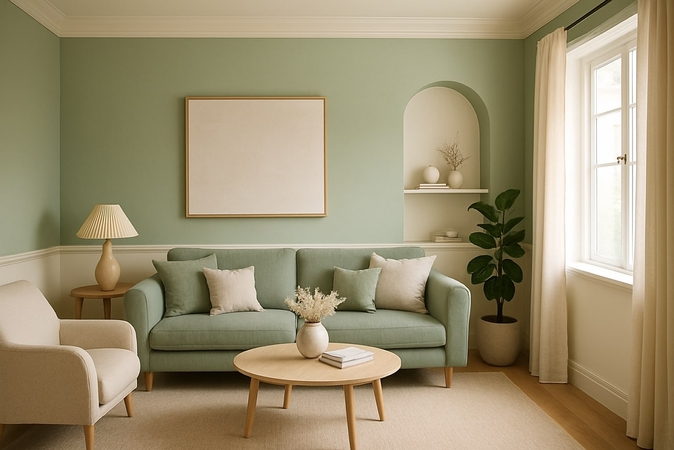 sage green soft cream colour palette