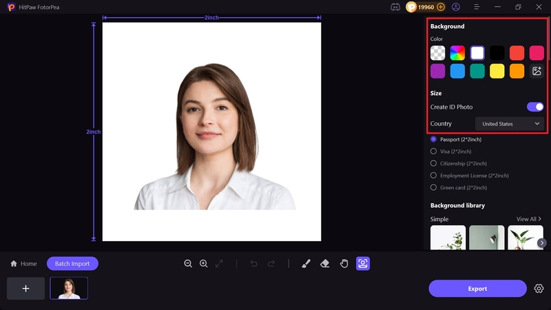 Configura el formato para imprimir foto 2x2