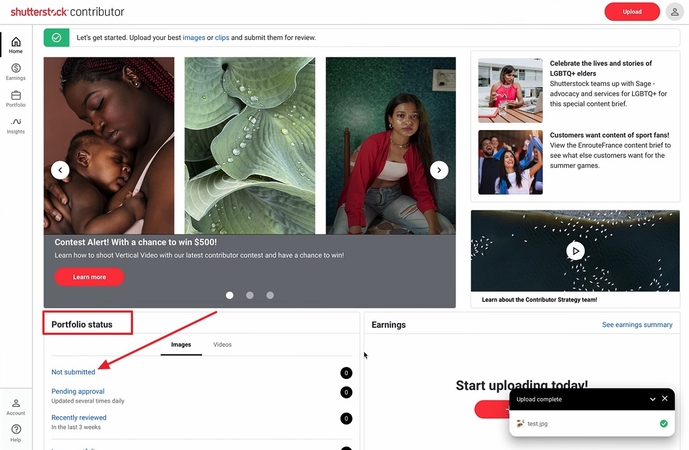 sell photos to shutterstock not submitted