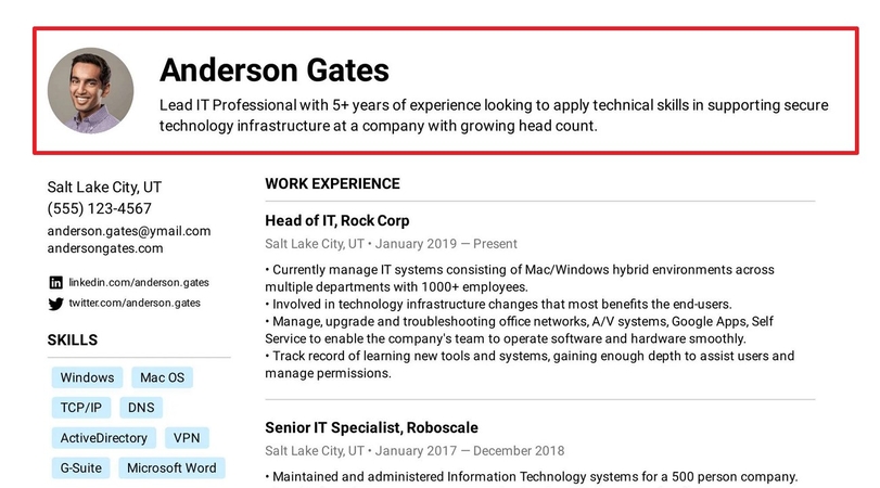 write good cv personal summary