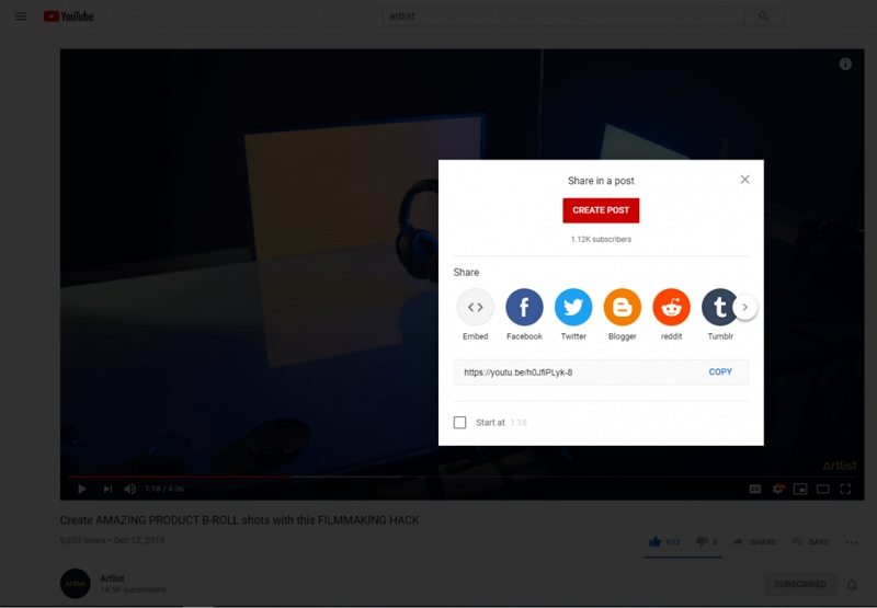 cannot share youtube video on instagram directly