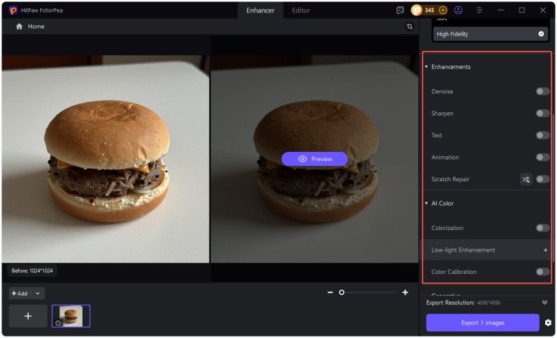 choose ai model to enhance food