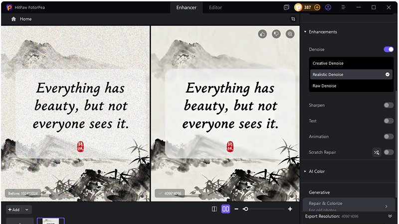 denoise instagram caption