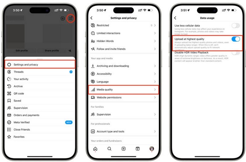 high quality uploads in instagram