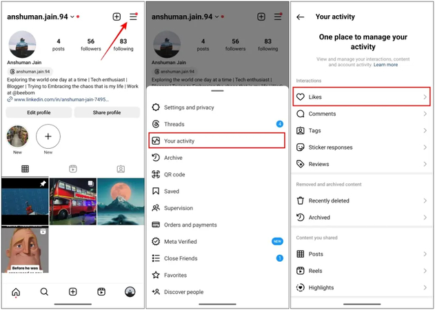 instagram reel view history