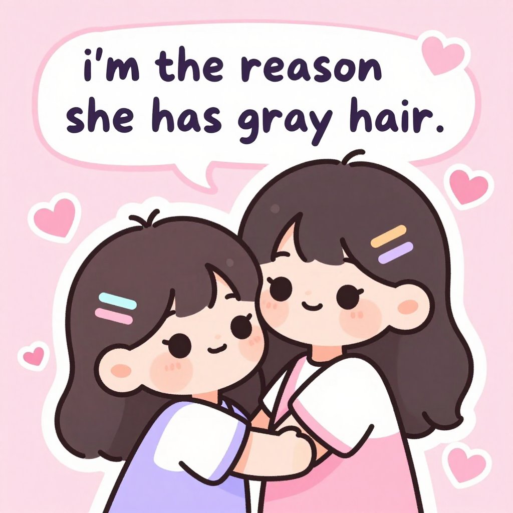 little sister captions cute chibi cartoon style