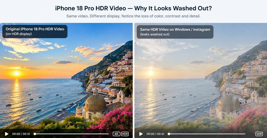 iphone 18 pro HDR video look washed out