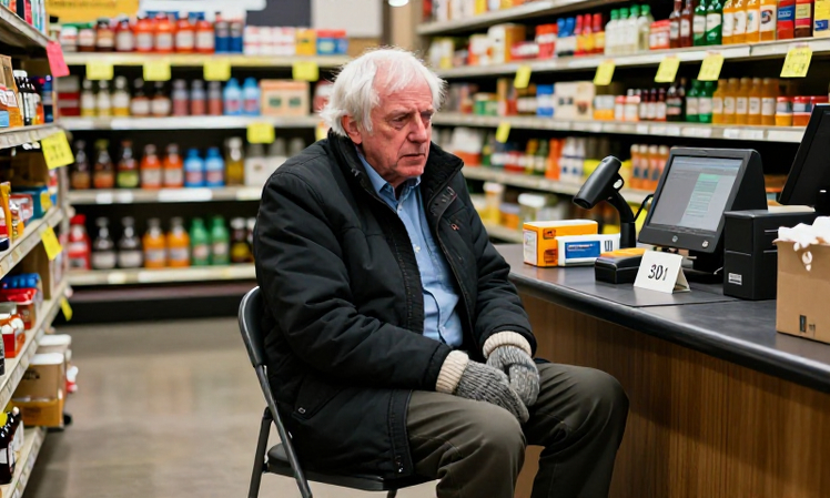 Bernie Sanders once again meme at grocery store checkout line