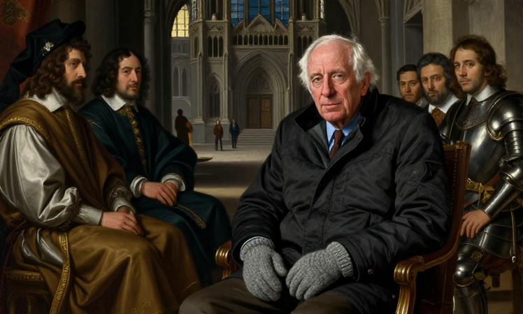 Bernie Sanders meme edited into renaissance historical painting