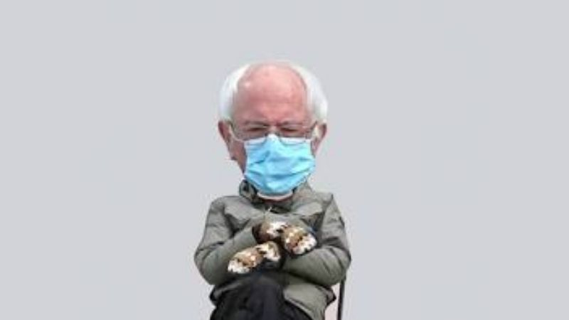 original Bernie Sanders meme photo at 2021 inauguration