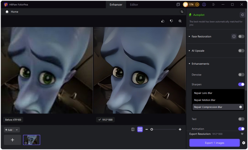 enhance megamind meme with hitpaw