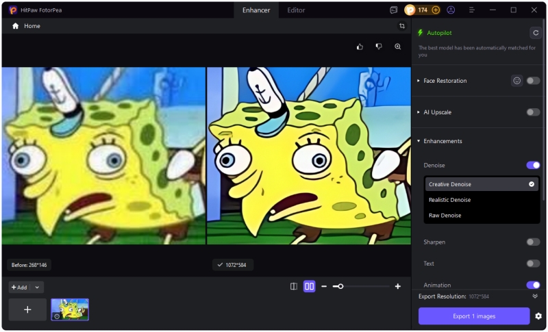 enhance spongebob with hitpaw