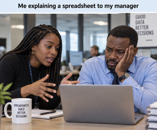 me explaining meme at work