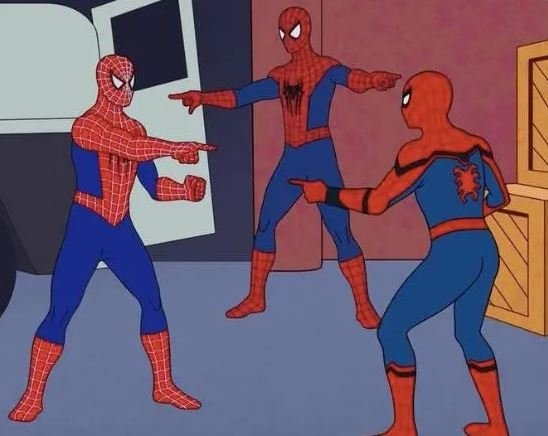 what is three spiderman pointing