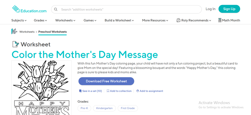 educational mothers day coloring and activity worksheets