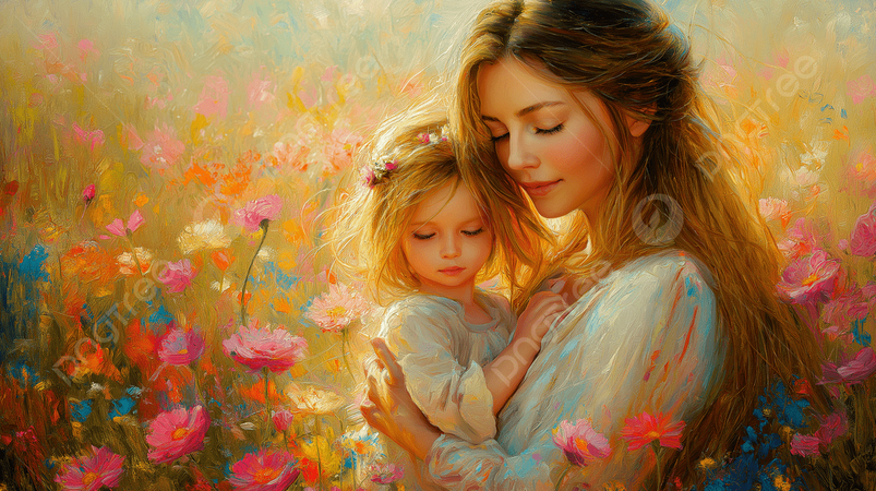 oil painting Mother's Day wallpaper 4k