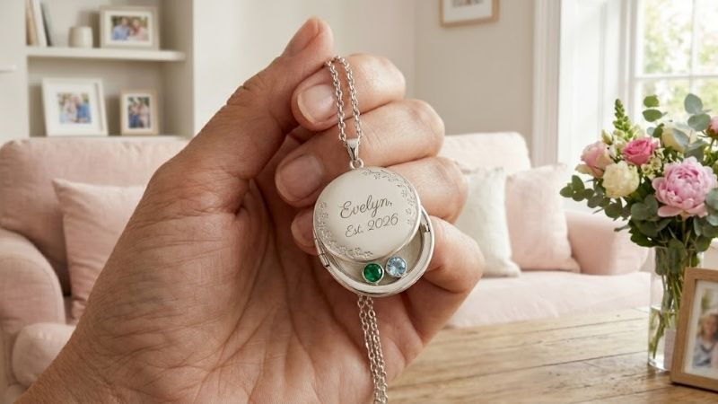 personalized mothers day jewelry with birthstone and engraving