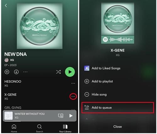 Add a song to spotify queue