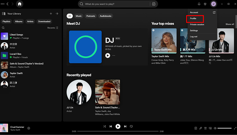 choose the profile icon