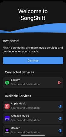 conectar a spotify en songshift