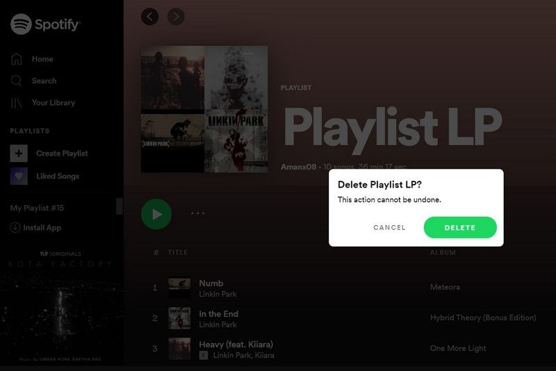 how to delete playlist on spotify