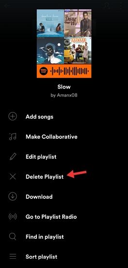 delete playlist spotify