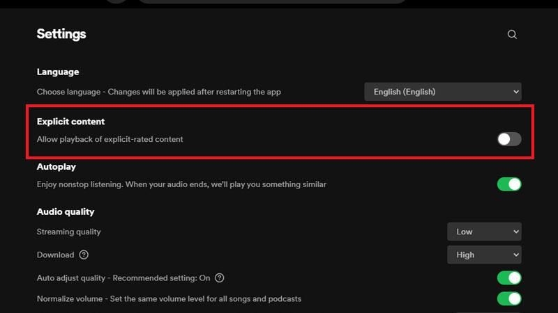 how to turn off explicit songs on Spotify