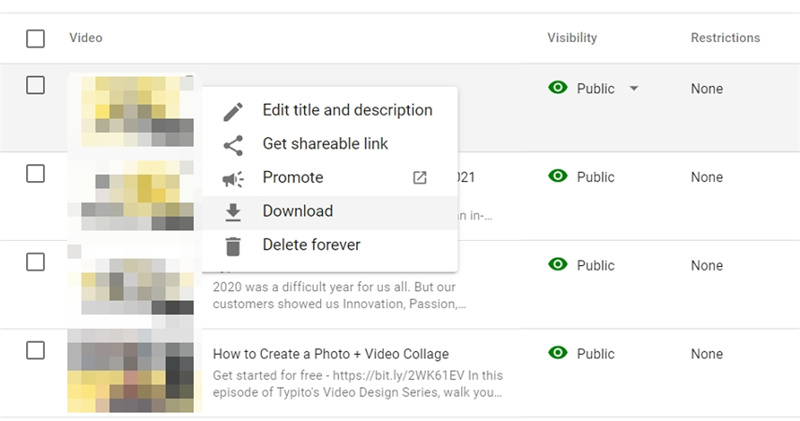 컴퓨터에 YouTube 동영상 저장