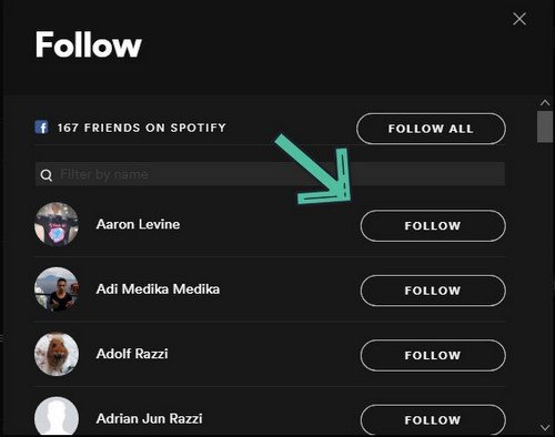 follow a friend on spotify with facebook