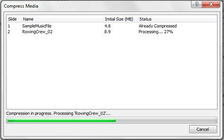 La compresión de medios está en progreso