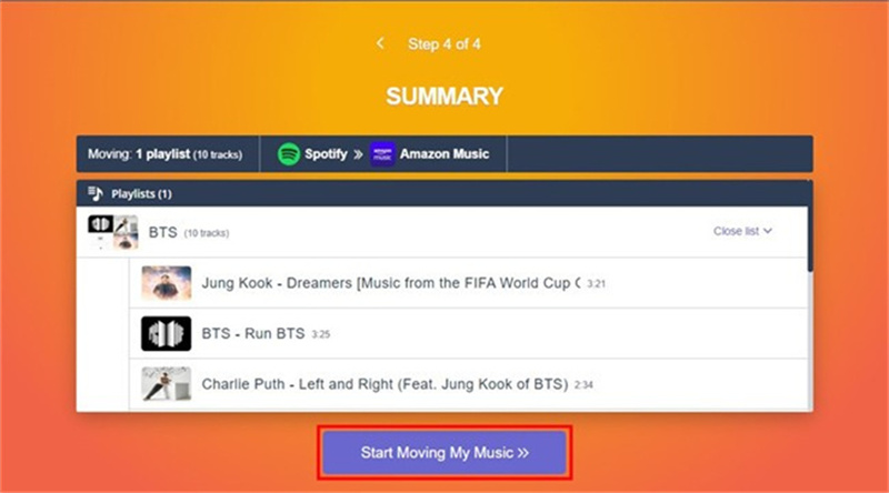 mover lista de reproducción de spotify a amazon music