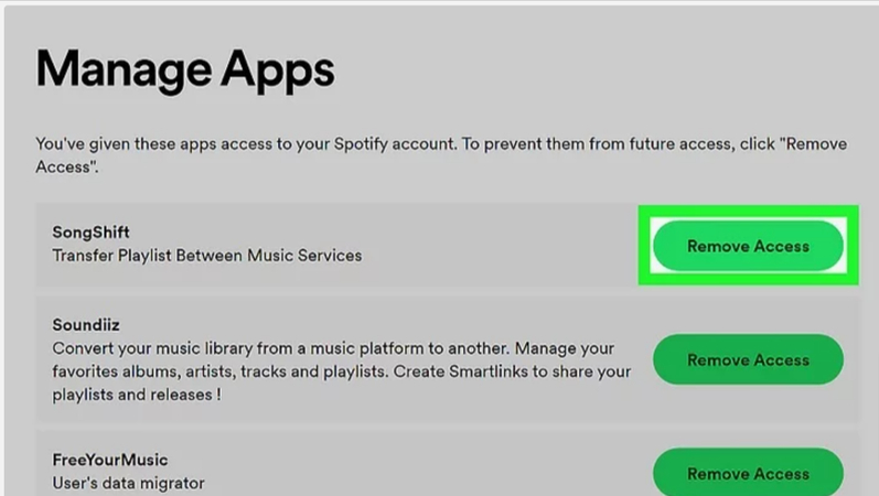 revoke app access on spotify
