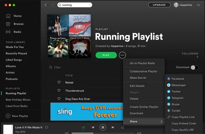 Come condividere musica da Spotify